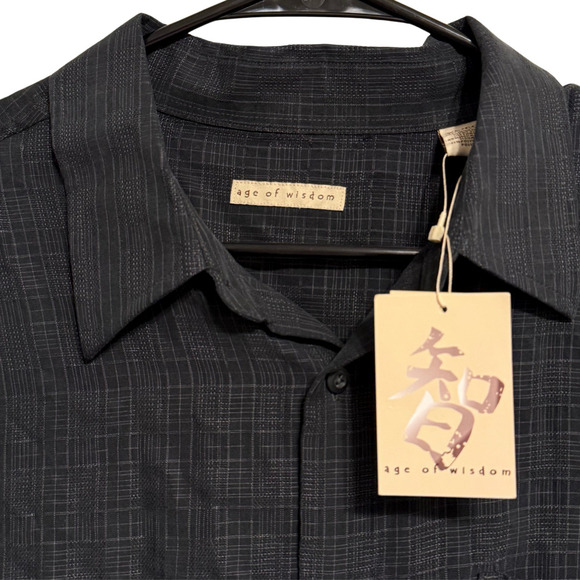 Age of Wisdom Mens Black Button Down Short Sleeve Shirt - NWT - Picture 1 of 8